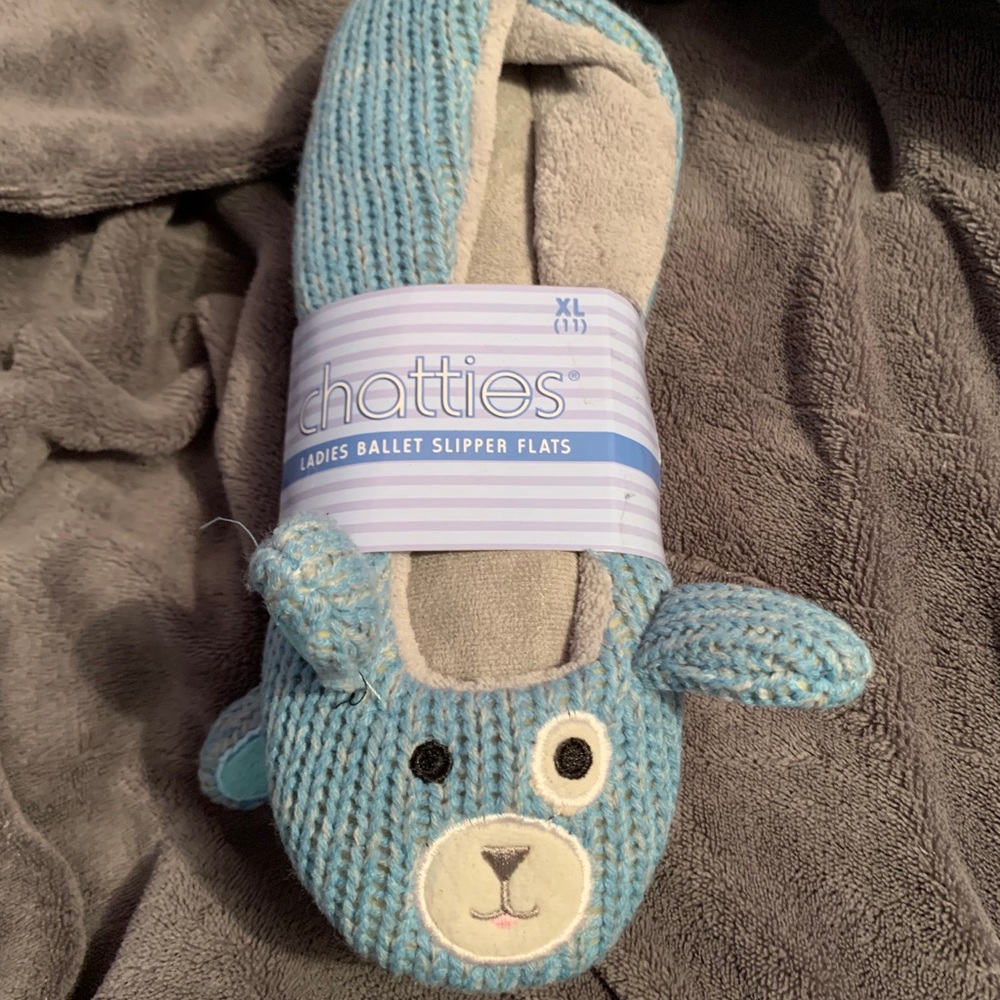 Blue bunny house slippers